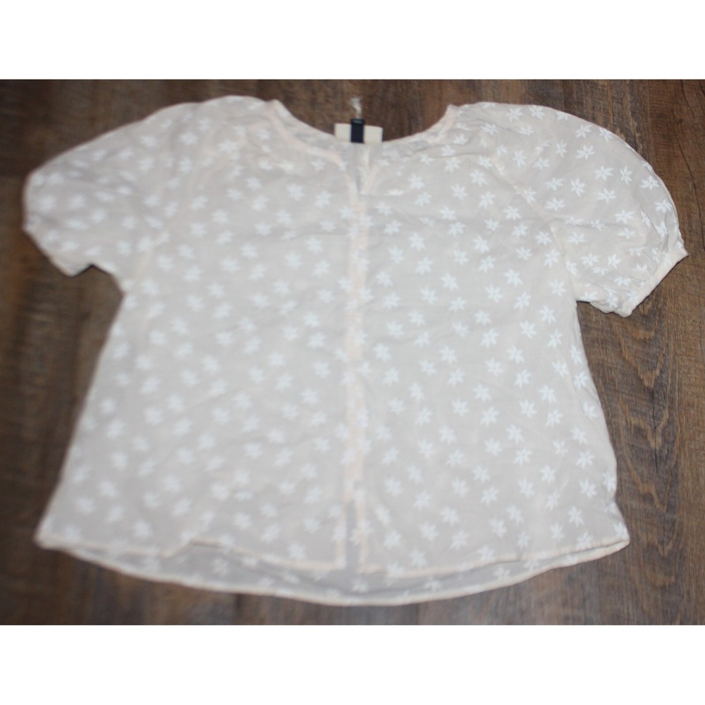 Universal Thread Women's Cream White Embroidered Puff Sleeve Boho Top Size XS